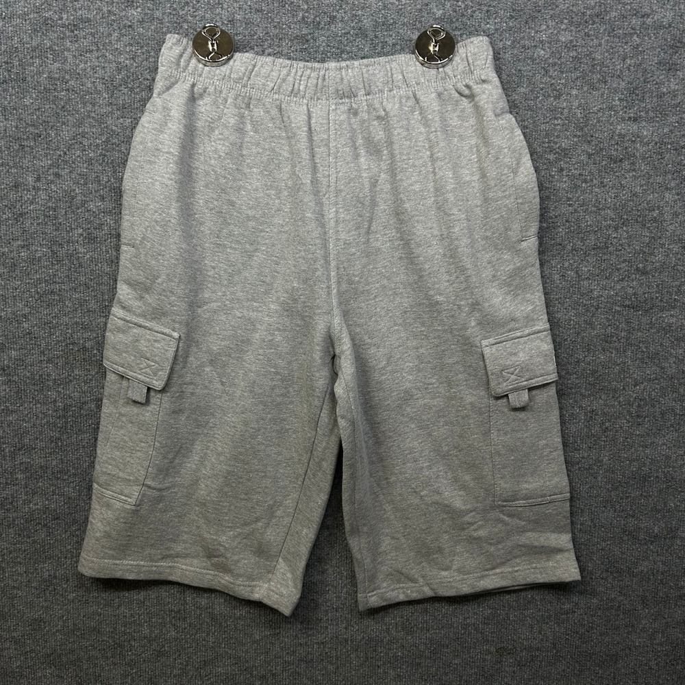 Pro Club Fleece Cargo Shorts Men's Gray Elastic Waist Utility Workwear XL - NWT